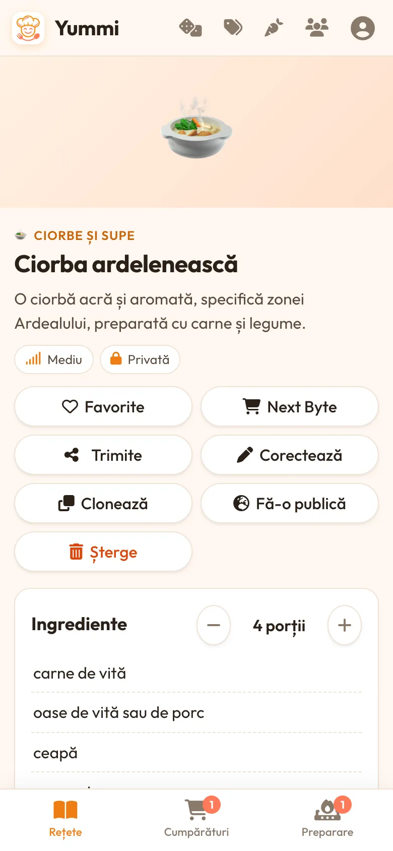 Ciorbă ardelenească — imported from a PDF document in under 10 seconds.